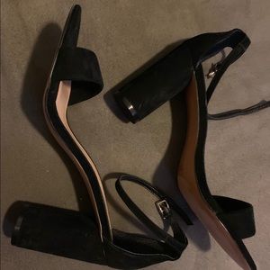 Black Chunky Ankle Strap Heel 8 1/2